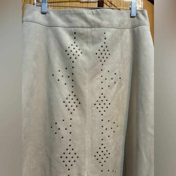 Chico's Beige A-Line Skirt with Stud Details - Picture 2 of 8